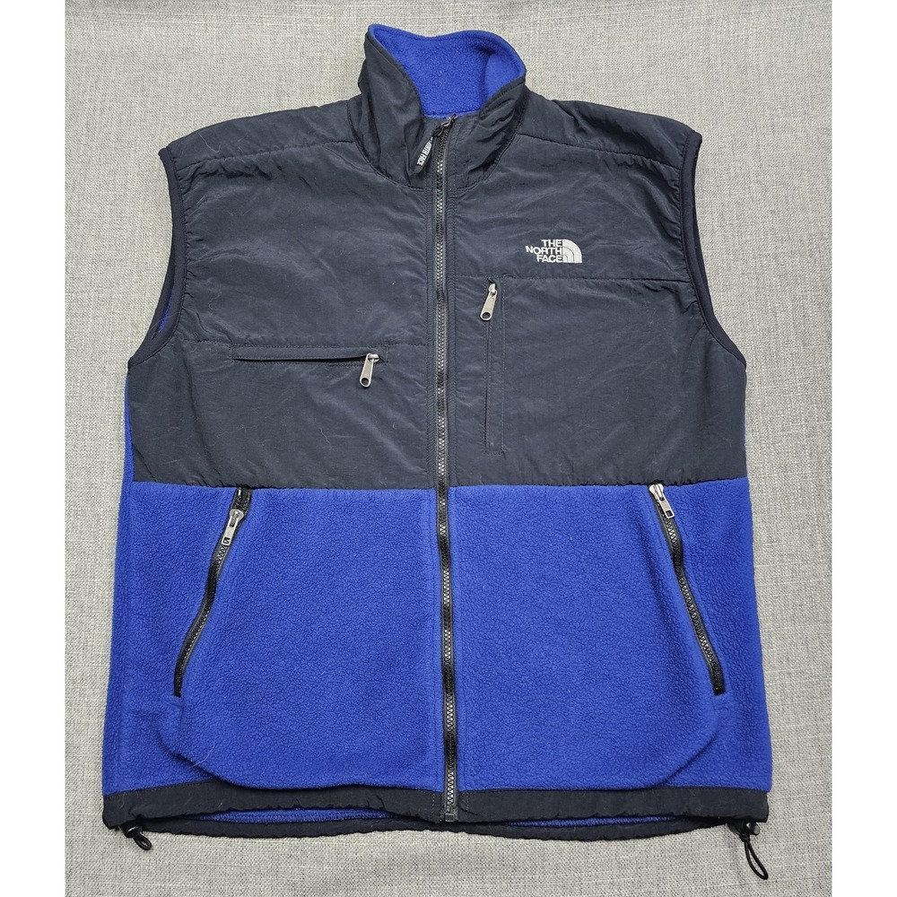 VINTAGE‎ North Face Vest Mens Medium Blue Denali Fleece Nylon Full Zip Made USA